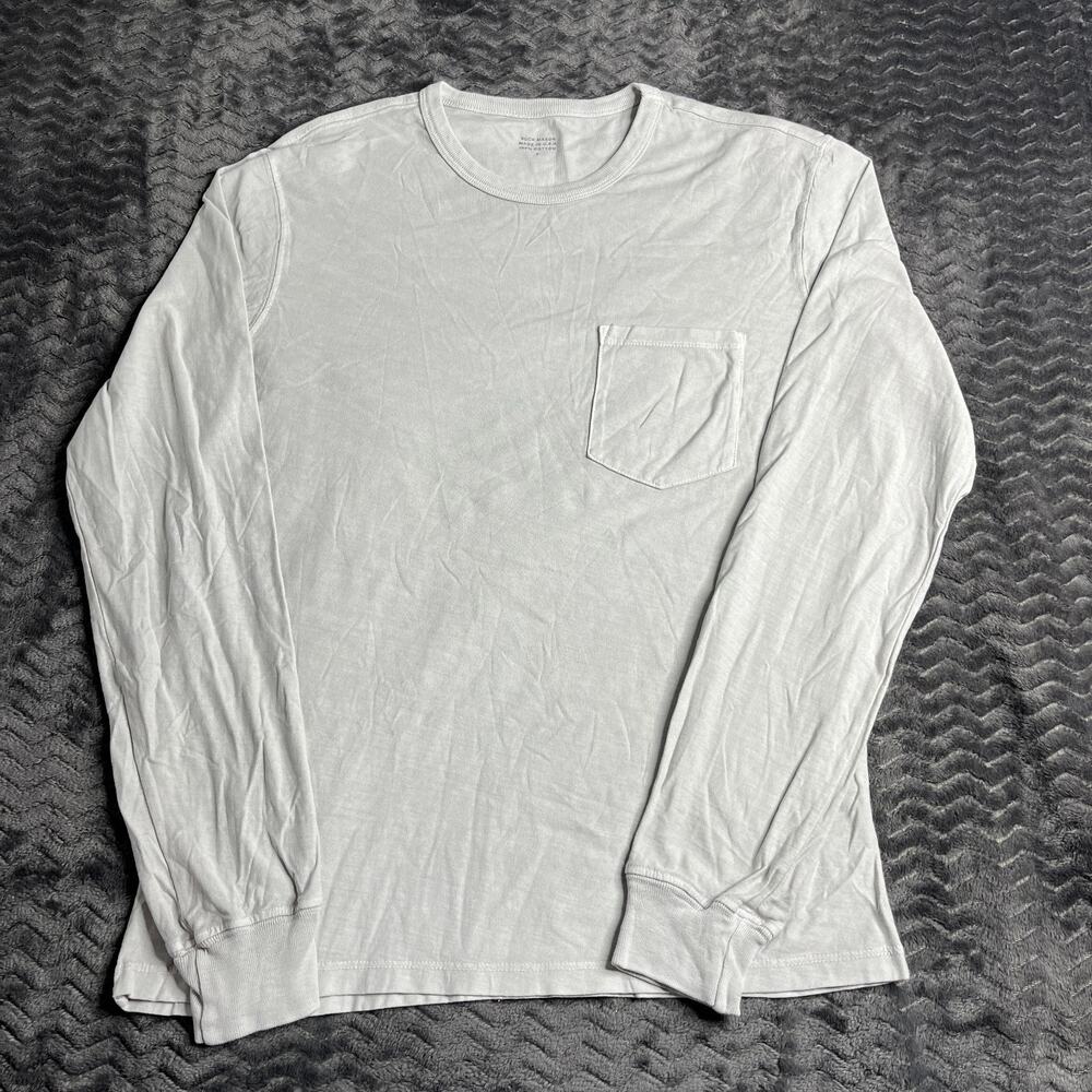Buck Mason Crew Pocket Long Sleeve Cotton Tee Shirt Men Medium light gray size S